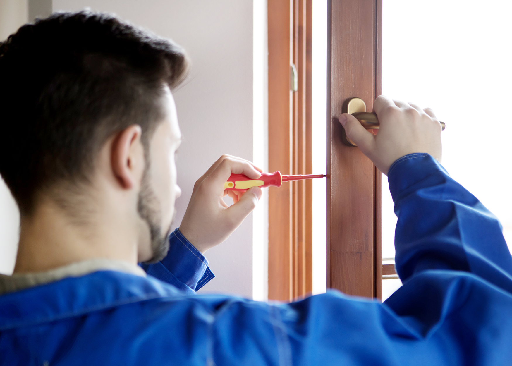 technician working on window